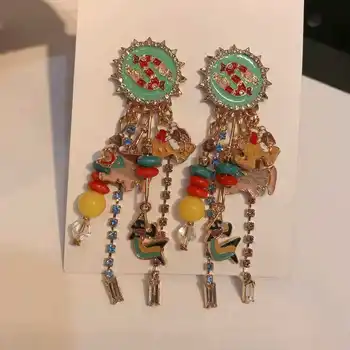 

exaggerated the new fashion product beads lovely earrings long personality color sun eardrop female silver needle