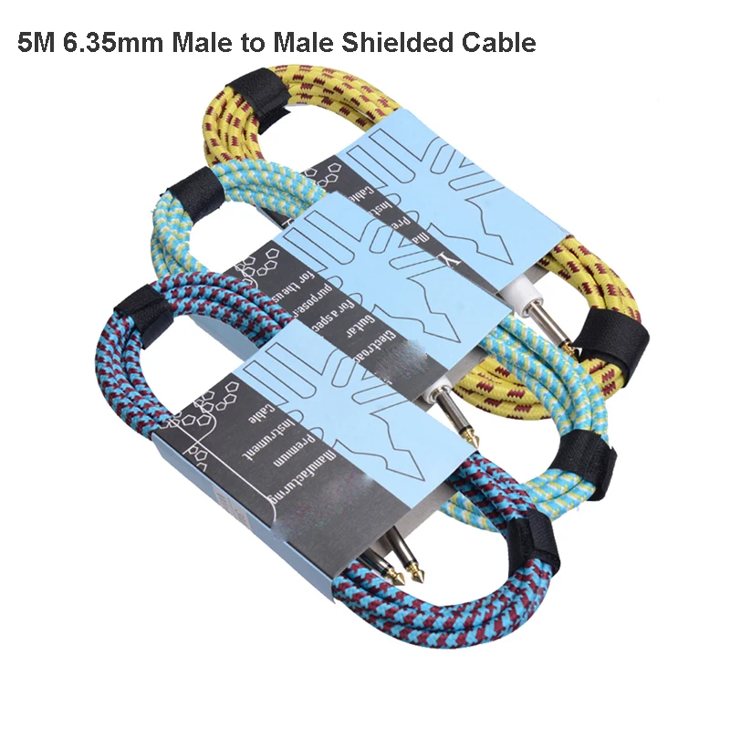 5 meters Shielded Auto Cable 6.35mm male connector...