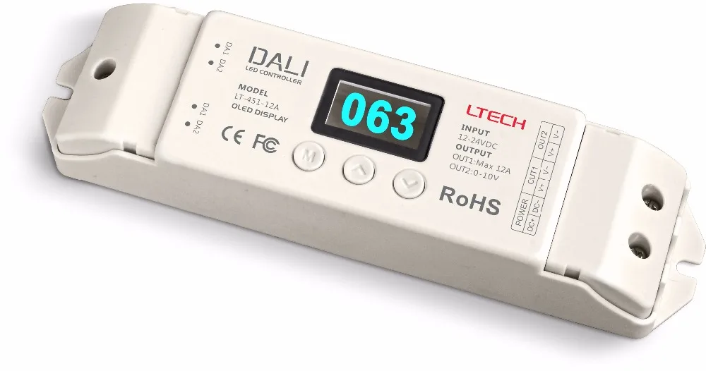 

LT-451-12A; DALI to PWM CV Dimming Driver;DC12-24V input;12A*1CH +0-10V *1CH output