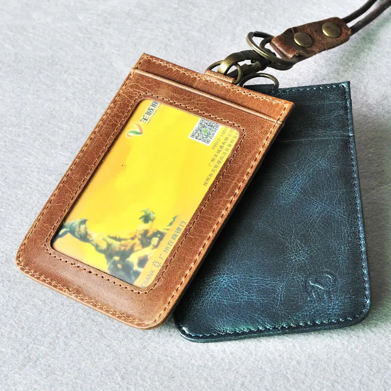 

Cheap Hang Neck Card Case Leather Credit Card Holder Driving Licence Card Wallet Bus Card Pack Office ID Pocket NEW Wholesale