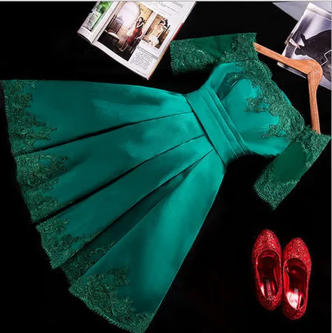 

Fashion Dark Green/Blue Party Dresses Short Cheap VOLALO Dress Scalloped Satin Lace-Up Built-In Bra Sexy Evening Party Gowns