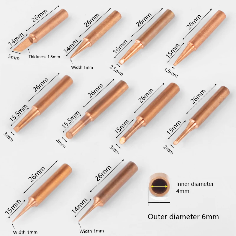 Dusco. E наконечник паяльника из чистой меди 900 м 15 шт. для паяльной станции модели 936