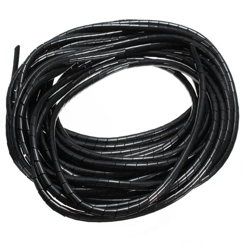 sourcingmap 30mm Flexible Cable Organizer Spiral Tube Cable Wire Wrap Computer Manage Cord Black 1M with Clip 