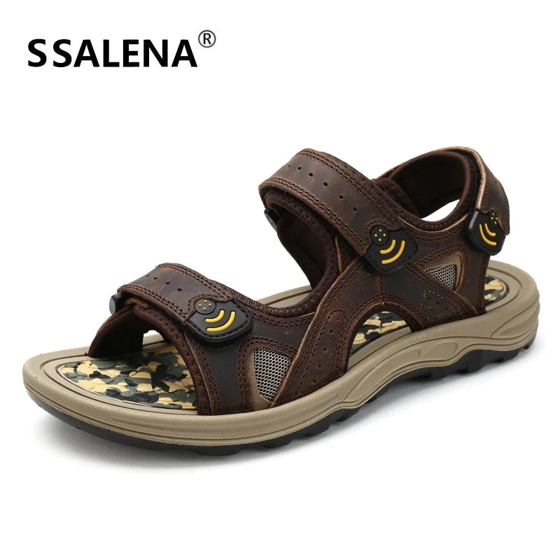

Men's Leather Soft Sole Sandals Summer Anti-Slide Solid Men Flip Flops Casual Open Toe Comfortable Shoes For Men A850