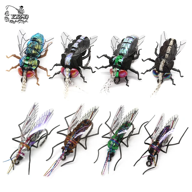 Trout Fly Fishing Flies Realistic Mosquito Housefly Dry Flies Hand Tie  Lures Kits 12 Pcs fly