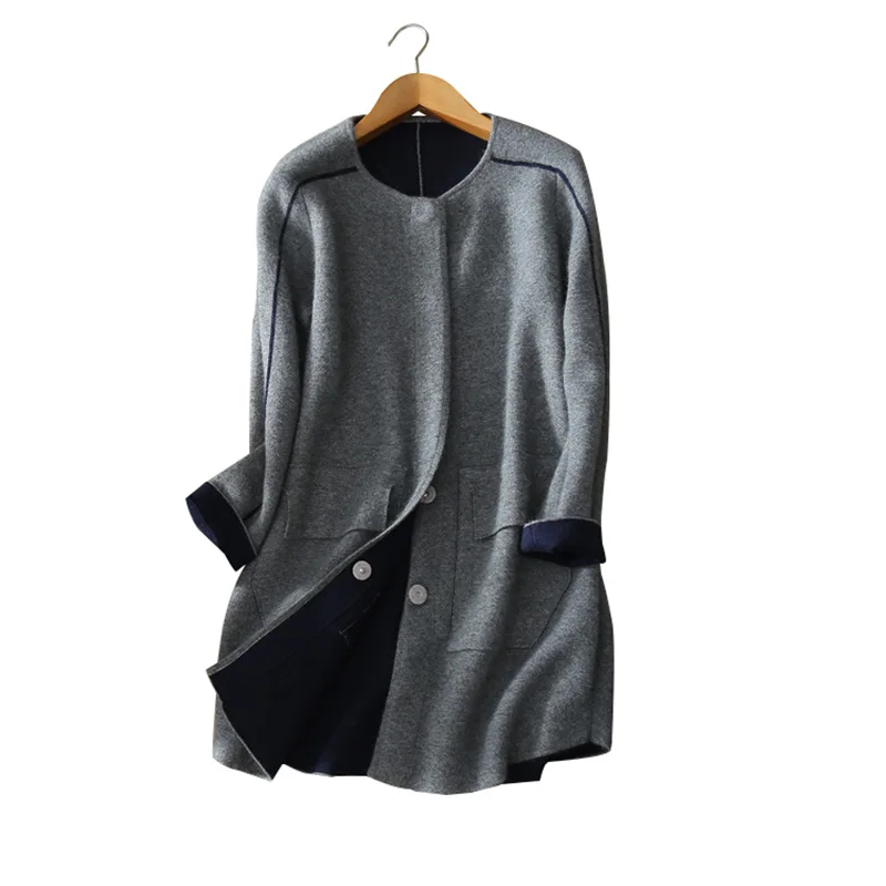 

2018 Newest Elegant Mink Cashmere Women Cardigan Coats Pocket Thick Fashion Ladies Winter Jackets Knitted Long Sleeve Outerwear