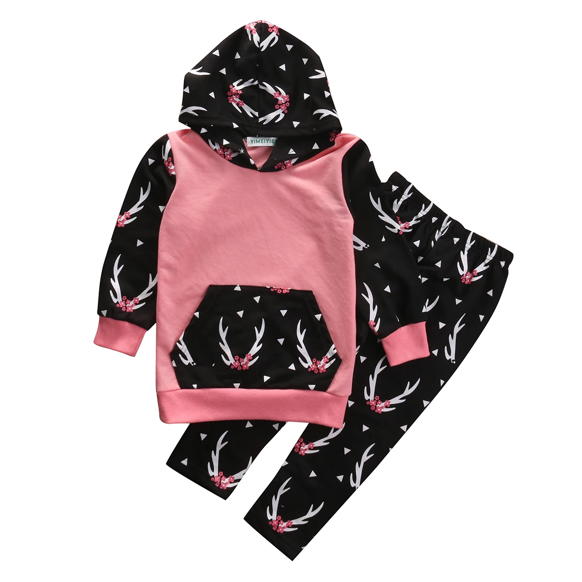 

2Pcs Toddler Kids Girls Clothing Sets Deer Floral Hooded Tops Leggings Pants Outfits Clothes 2-6Y