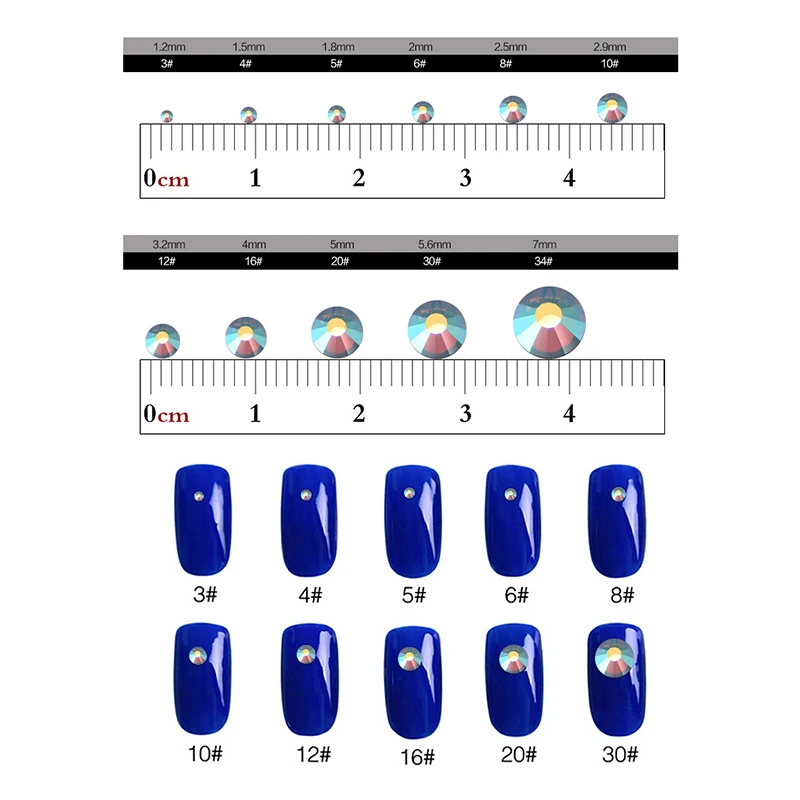 Zziell SS3-SS30 и гиацинт смешанные размеры Стразы для ногтей SMC стеклянные хрустальные стразы без горячей фиксации для ногтей, чехол для телефона, одежды