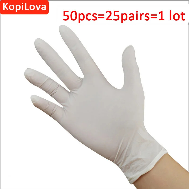 KopiLova 50pcs Disposable White Nitrile Gloves Antistatic Gloves for
