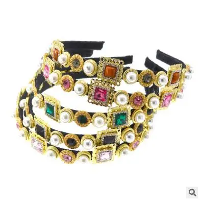 

women Fashion personality hairbands metal flower gemstone drill simple wind casual style headbands bride color hair accessories