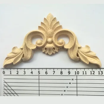 

Retro Wood Carving Decal Corner Applique Frame Door Furniture Decorate Wall Doors Decorative Figurines Wooden Flower Applique