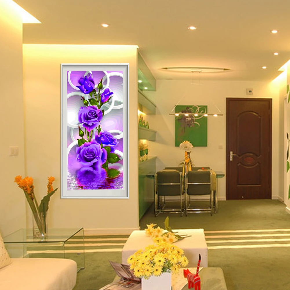 Алмазная мозаика 5D с фиолетовыми розами, набор для рукоделия, алмазная вышивка, хобби и рукоделие для украшения дома