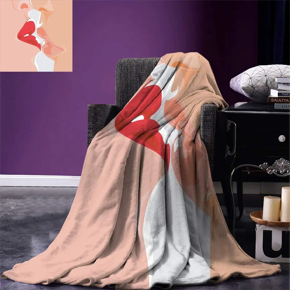 Kiss Throw Blanket Close Up View of a Kissing Man and Woman Romance