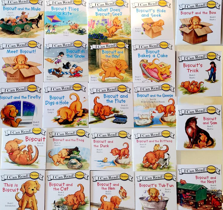 24 books/set Biscuit Series Phonics English Picture Books I can read Children story book Early Educaction pocket reading book