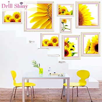 

5D DIY Diamond Painting Floral Seven Pictures Combined 3D Cross Stitch Embroidery Rhinestone Needlework Wall Sticker Decor