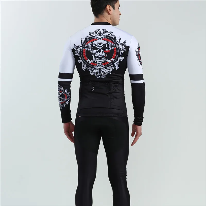 Winter sports cycling jersey set Classic ghost face bone fleece warm bike clothes triathlon suit bicycle swimwear roupa ciclismo