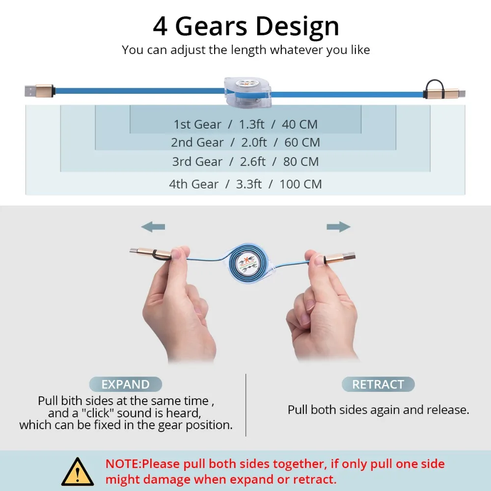 FONKEN выдвижной 2 в 1 СВЕТОДИОДНЫЙ модуль панели управления usb type C телефонный кабель type-C провод для быстрой зарядки 1 м передачи данных мобильных кабелей