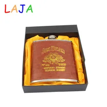 De luxe 18 oz En Acier Inoxydable Russe Whiskey Hip Flask Flacon Personnalisé pour L’alcool avec Boîte En Cuir comme Cadeau Voyage Boire K0042