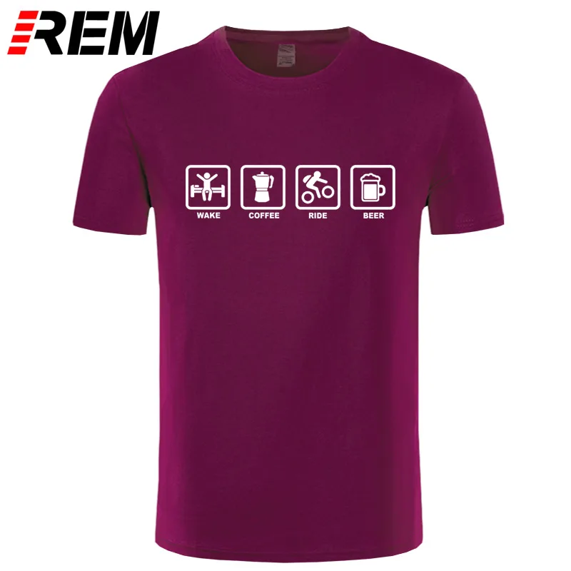 REM ropa de marca Wake Coffee Rider Beer Bicycle Camiseta divertida Camiseta de algodón de manga corta Camiseta Top Camiseta REM ropa de marca Wake Coffee Rider Beer Bicycle Camiseta divertida Camiseta de algodón de manga corta Camiseta Top Camiseta