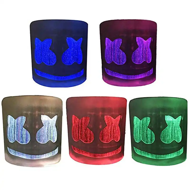Dj Marshmello Helmet Dj Led Mask Cosplay Music Festival Full Head Helmets Halloween Latex Mask Dj Marshmello Cos Headgear - 