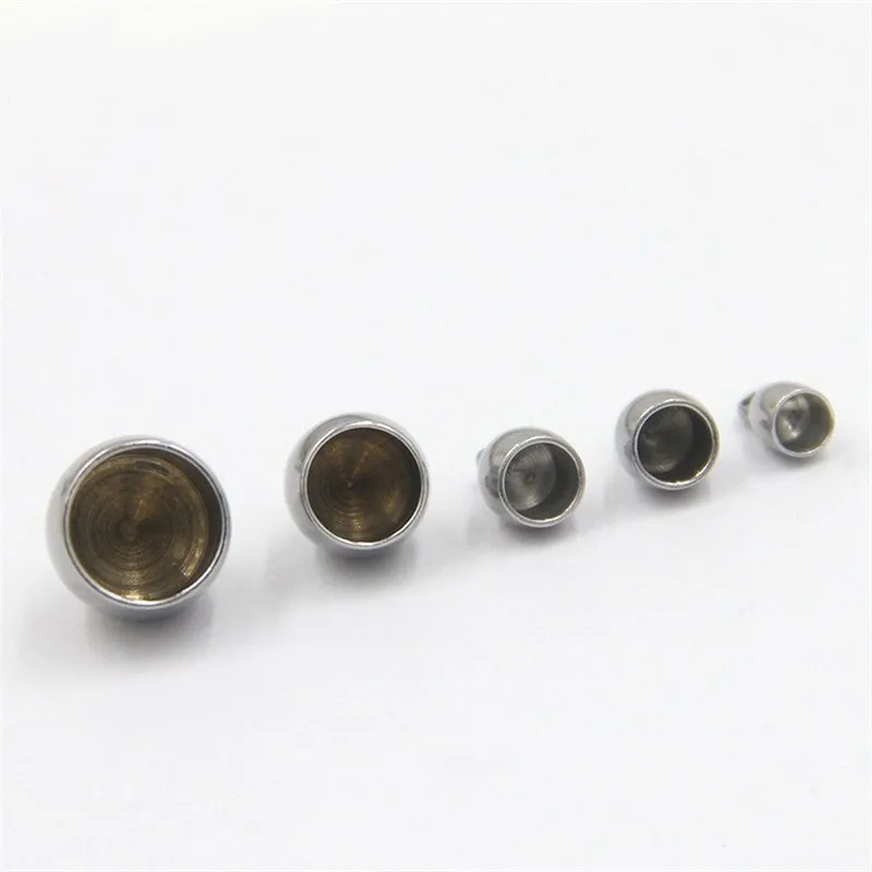 

20pcs 3/4/5/6/8mm Stainless Steel End Caps Leather Cord End Clasps Bead For Round Leather Cord Connector DIY Jewelry