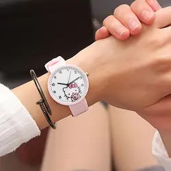 Дропшиппинг Силиконовые Красочные студенческие девушки часы модные детские часы браслет милый розовый узор кварцевые детские часы Fei