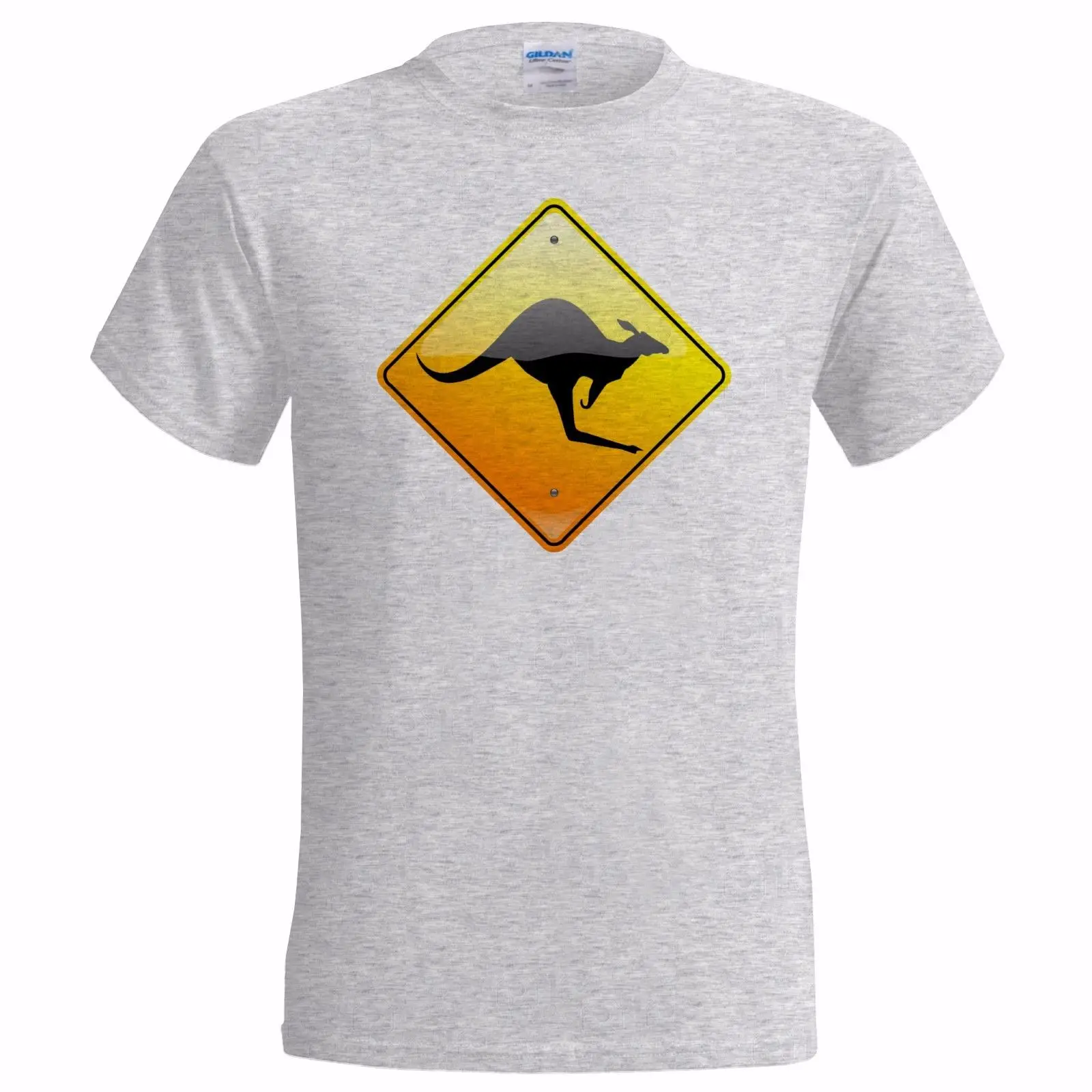 Australian Kangaroo Road Sign Men's T shirt Aussie Icon Crossing