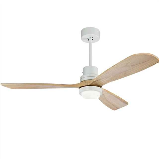 Wongshi Remote Control Solid Wood Blades Brown White Ceiling Fan Remote Control Solid Wood Blades