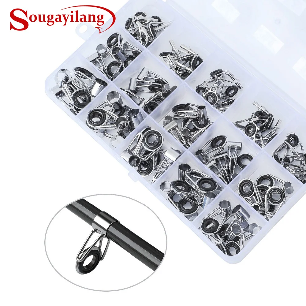 Sougayilang 75Pcs/Box Telescopic Fishing Rod Guide Tip Repair Kit Rod Eye Rings Fishing Rod Guide Fishing Tackle Sougayilang 75Pcs/Box Telescopic Fishing Rod Guide Tip Repair Kit Rod Eye Rings Fishing Rod Guide Fishing Tackle
