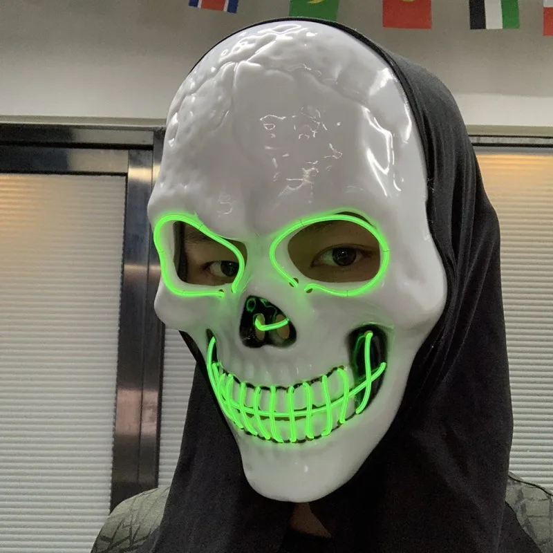 

EL Neon Skull Mask Glowing Mask Halloween Horror Masks Halloween Cosplay Party hot