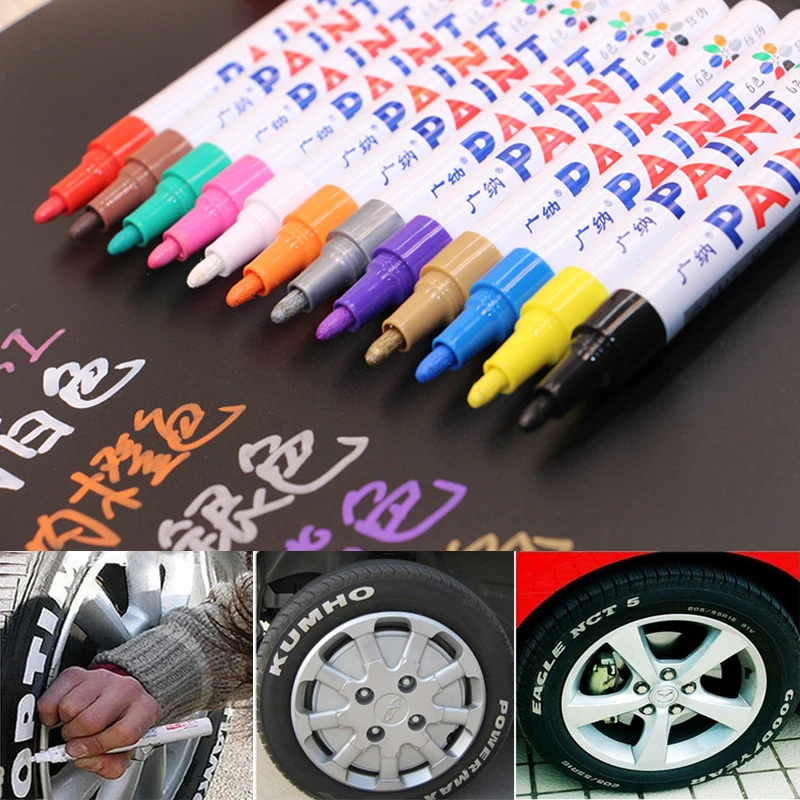 12 Colors Permanent Pen Waterproof Marker Paint Pens Tire ...