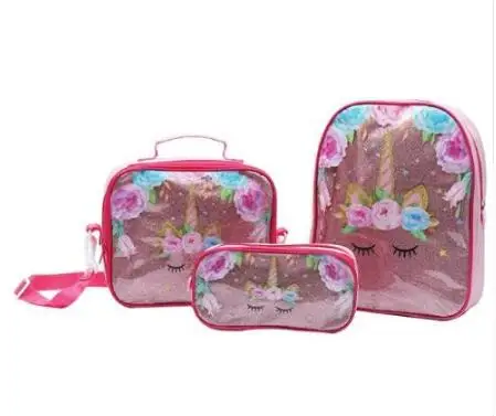 Школьный рюкзак для девочек с изображением принцессы Софии, сумка для ланча и чехол-карандаш, набор из 3 предметов для детей, детского сада, дошкольной школы, сумки для малышей - Цвет: photo color
