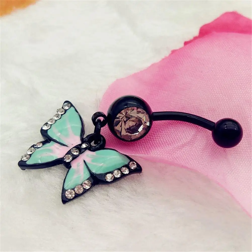 

Chic Butterfly Rhinestone Barbell Belly Button Navel Ring Body Piercing Jewelry New