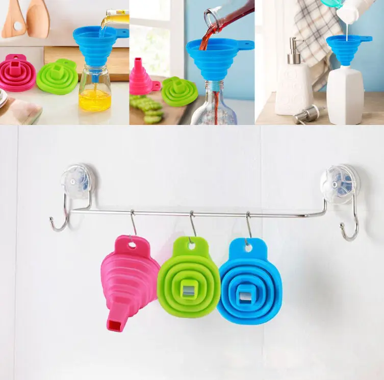 

High Quality 1pc New Mini Silicone Gel Foldable Collapsible Style Funnel Hopper Kitchen cooking tools