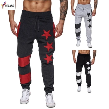 

2018 New Spring Autumn Mens Sportswear Pants Side Stripe Star Jogger Pants Elastic Waist Vintage Casual Mens Pants