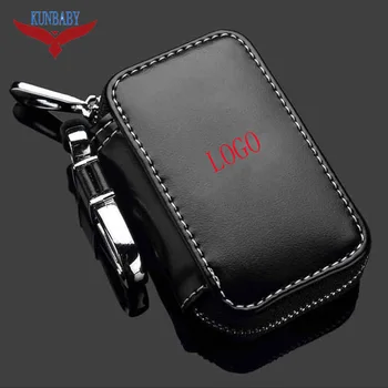 

KUNBABY 10pcs/lot Genunie Leather Car Key Case Cover Key Holder Key Wallet For All Car Brand Logo Car Styling Free Shipping