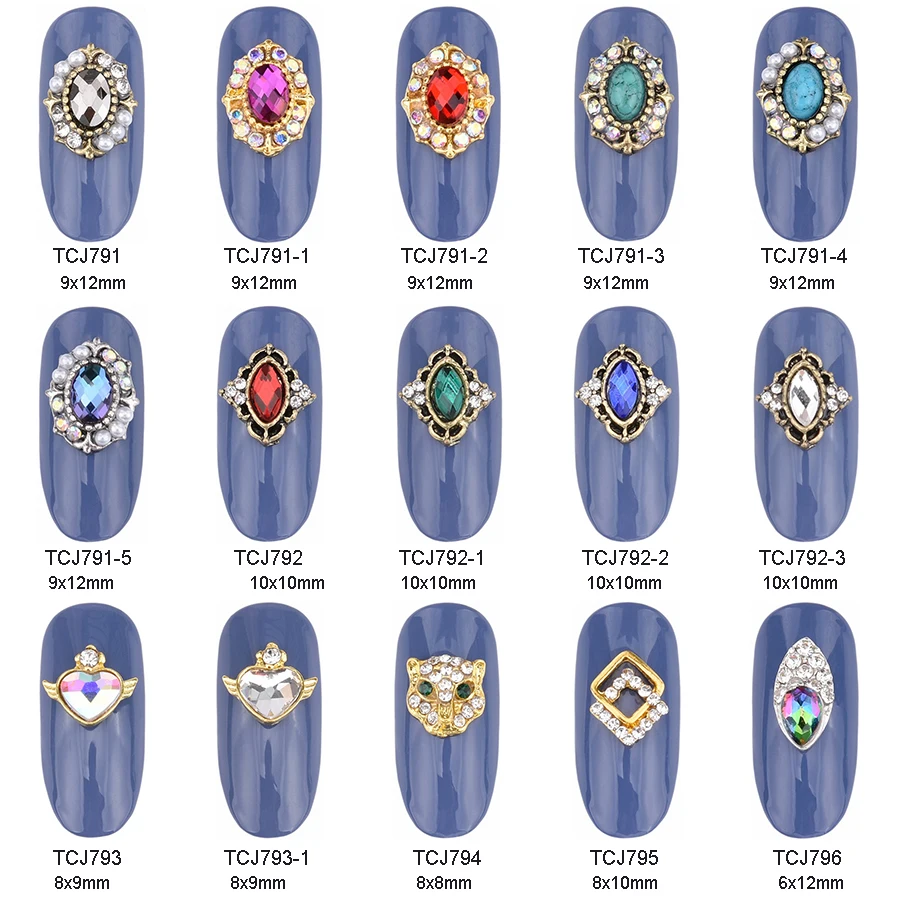 

10pcs Nails Decorations Shiny Glass Nail Antique Stone Heart Leopard Nail Charms Rhinestones Nail Art Dekor New Arrive TCJ791