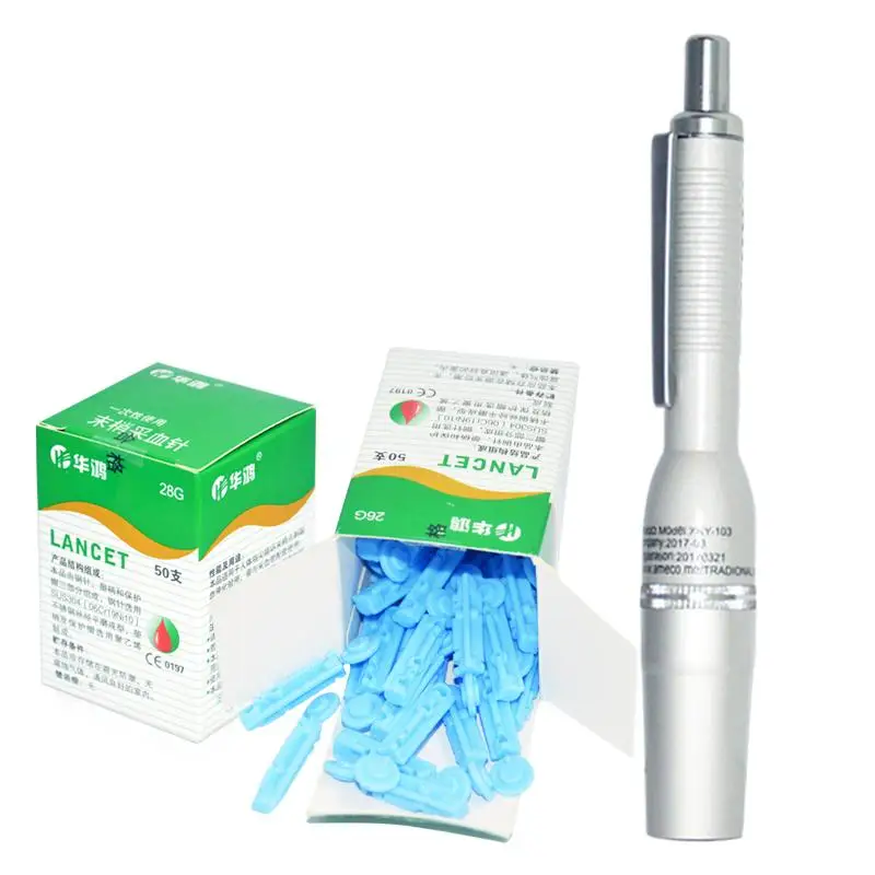 

Four heads phlebotomy needle lancing point blood lancet pen pencil bloody pen bloodletting with 200pcs needles
