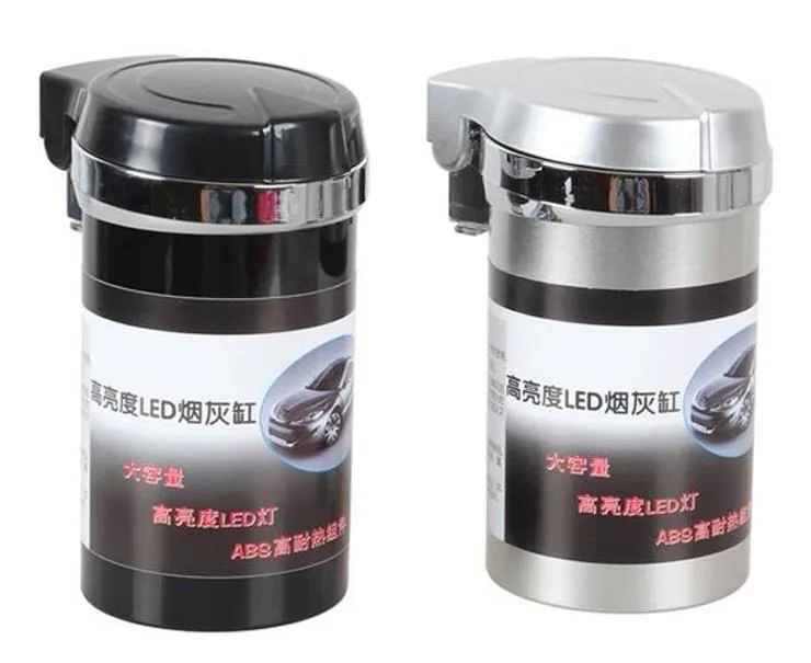 

good quality Car Ashtray illuminated With LED Light Ash Tin Drink Holder Phone Holder Cup Holder Ashtray Black and silver