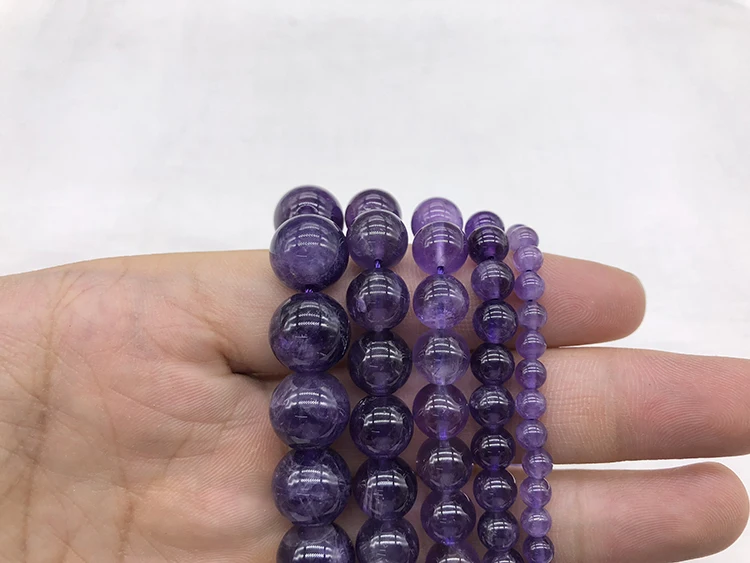 АААА Качество натуральный камень пурпурные аметисты кристаллы Круглые бусины 1" нить 3 4 6 8 10 12 мм выбрать размер