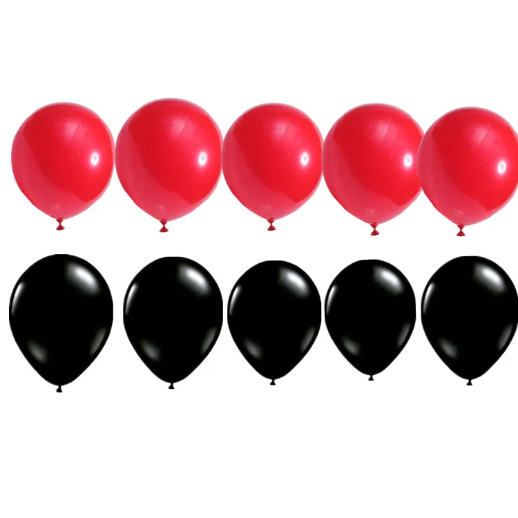 10 шт./лот 2,2 г 10 дюймов синий белый и красный латексный гелиевый воздушный шар для дня рождения украшения, товары для вечеринки для свадебной фотосъемки с Globos - Цвет: red and black