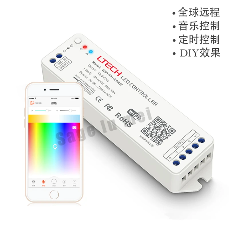 

LTECH DC12V 24V 2.4G MINI WIFI RGBW controller iOS Android APP WiFi RGBW led controller Wireless For rgbw led strip light