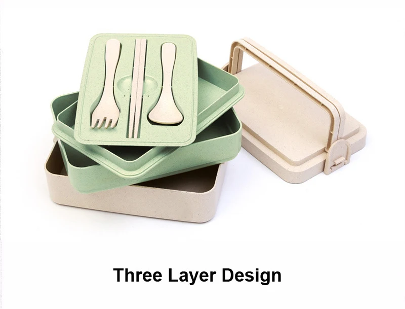Portable Bento Lunch Boxs Three layer Food Container Microwavable Bento Box With Handle For Kids School Outdoor Picnic (9)