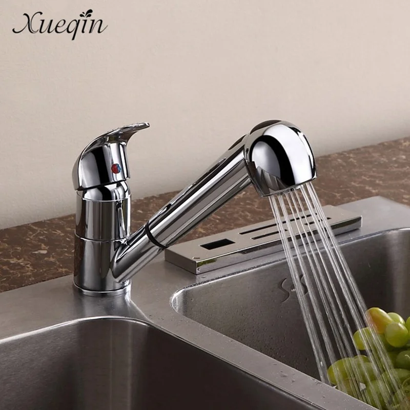 

Xueqin G1/2 Pull Out Spray Kitchen Sink Basin Water Faucet Taps Bathroom Chrome Finished Mixer Tap Faucet Hot Sale