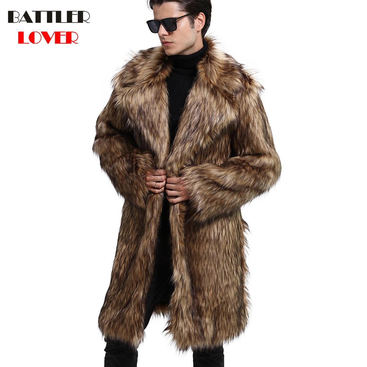 Mens Fur Coat Winter Warm Outwear Coats Faux Fur Men Punk Parka Jackets ...