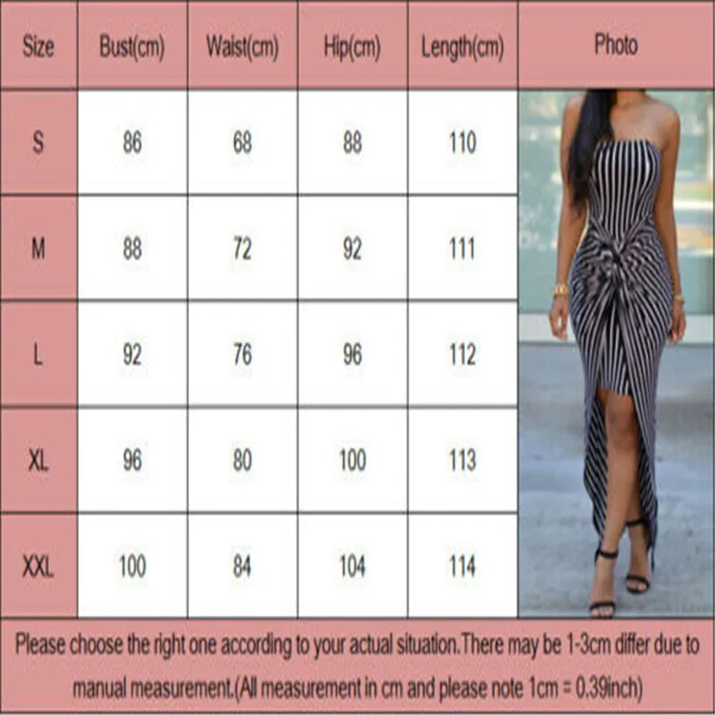 2019 Womens Sexy Stripe Strapless Long Tube Top Vestito a Tubino Maxi Bodycon Club Women Dress Tube Top Dress Fashion Sundress
