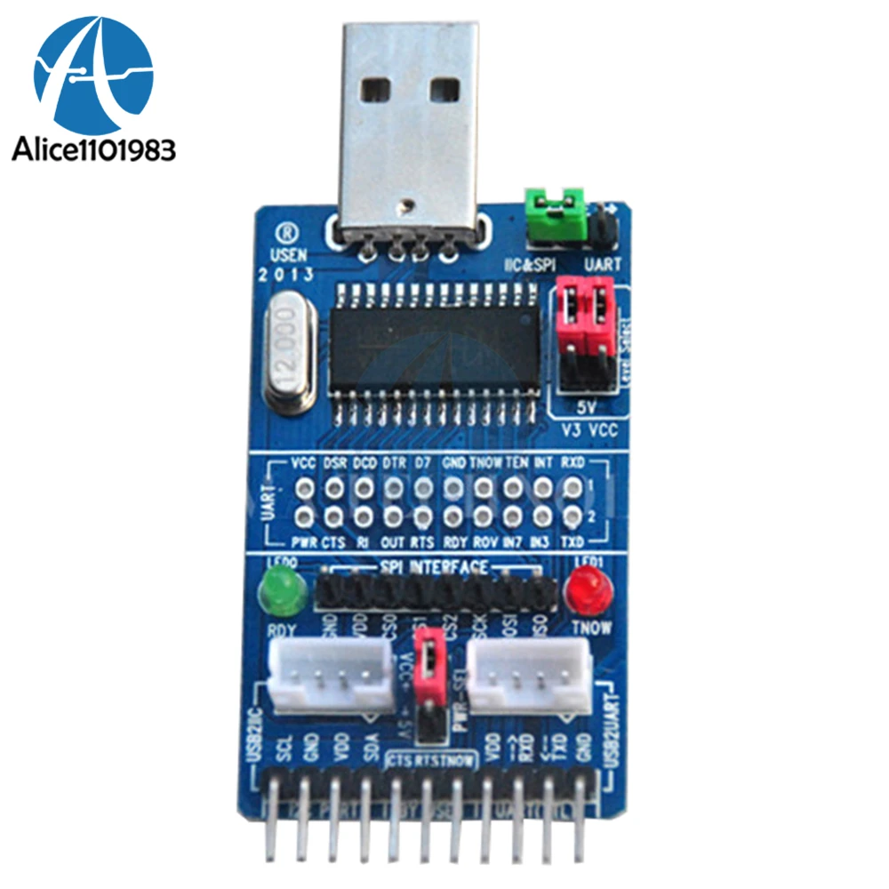 Все в 1 Многофункциональный полноскоростной USB к SPI/iec/IIC/UART/ttl/ISP последовательный адаптер Модуль RS232 RS485 плата для STC MCU DIY KIT