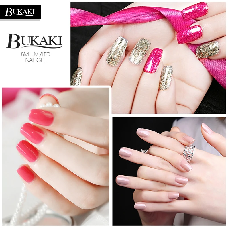 BUKAKI هلام البولندية أعلى قاعدة معطف مجموعة الصمام الأشعة فوق البنفسجية نقع قبالة قاعدة + معطف فوقي هلام مسمار ورنيش شبه الدائم جيل للأظافر ورن...