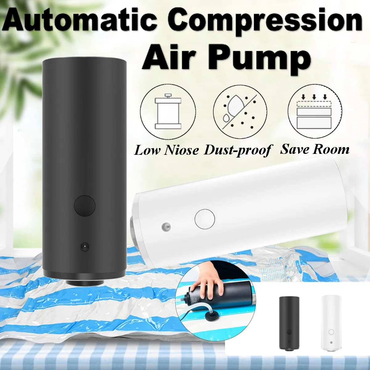 

Portable Household Automatic Vacuum Sealer Pump Machine Electric Air Vacuum Pump For Clothes Quilt Food Vegetable Fruit US Plug