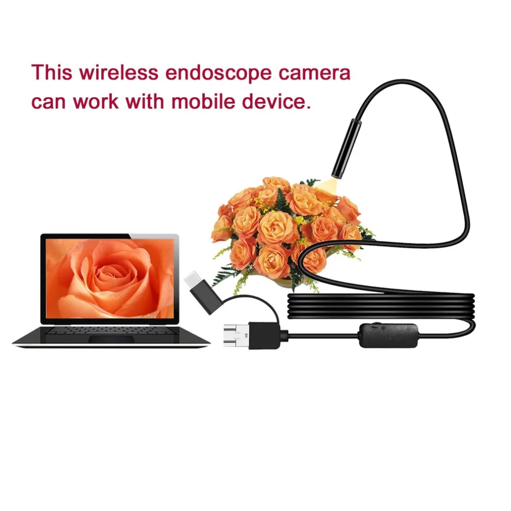 IP68 1200P Android 8MM Micro USB Type-c USB 3-in-1 Computer Endoscope Borescope Tube Waterproof USB Inspection Mini Video Camera